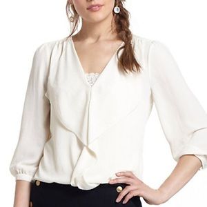 MAEVE Anthropologie Ivory Ruffle Blouse Size 0